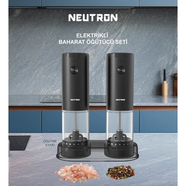 Neutron NTL-PG-33D Pilli Tuz ve Baharat Öğütücü Değirmen İkili