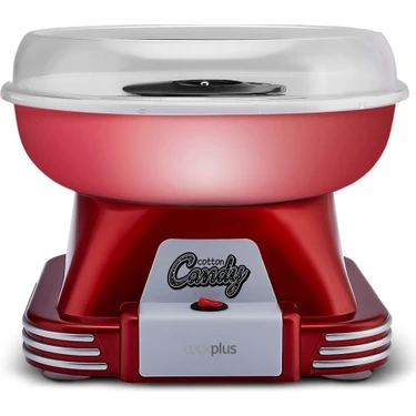 Cookplus Retro Pamuk Şeker Makinesi Kırmızı 5 Parça Set Dayanıklı Plastik Metal Gövdeli Kompakt