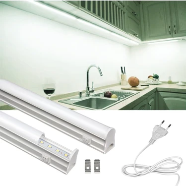30 cm Beyaz LED Bant Armatür Floresan Aç Kapa Butonlu ve Fişli