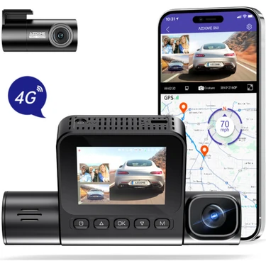 Azdome S58 4g Araç Kamerası – 3 Kamera, 4k, Canlı Izleme, Gps, Park Modu, Sos (Xiaomi
