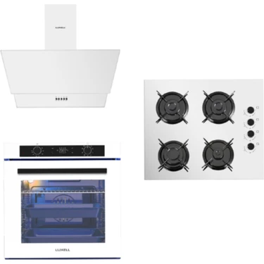 Luxell 88 Lt Plus Beyaz Cam Ankastre Set Yüksek Performanslı Doğalgazlı Ocak ve