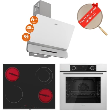 Ferre Fryart&flowart Trivona Sessiz Davlumbaz Elektrikli Beyaz Ank. Set (D081-SA + MS263 +
