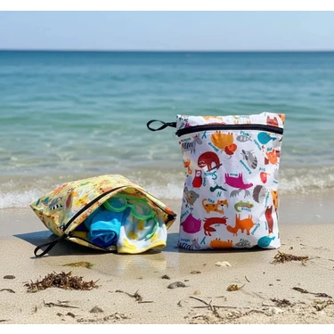 Yorni 2 Adet, 37 x 30 Cm, Summer ve Zoo Desen, Sıvı Geçirmeyen Çok Amaçlı Çanta, Ekonomik Set,