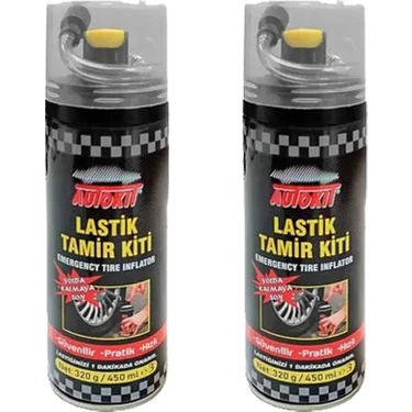 Autokit 2 Adet Lastik Tamir Köpüğü Sprey Kiti 450 Ml-Acil Lastik