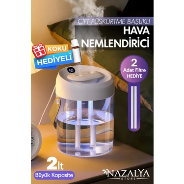 2 Litre Typ-C Girişli Işıklı Ultrasonik Hava Nemlendirici Buhar Makinesi