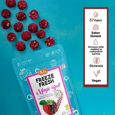 Pol's Freeze Fresh Dondurularak Kurutulmuş Magic Ball Böğürtlenli Elma Topları 16