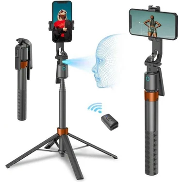 Aı Destekli Yüz Takipli Akıllı Gimbal – 360° Panoramik Çekim, Quadrapod Tripod, Ayrılabilir Telefon