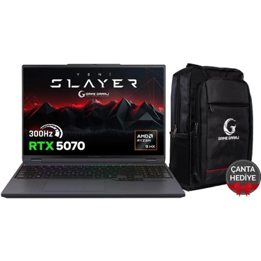 Game Garaj Slayer R9T-5070 C6 Amd Ryzen 9 8945HX 32GB Ram 1tb SSD RTX5070 16" 300Hz Qhd+ Freedos