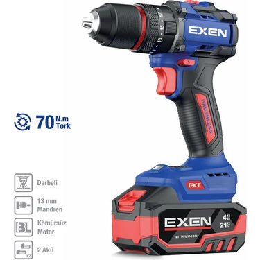 Exen En 274 Ds 21 V. 4 Ah. 70 Nm. Kömürsüz Darbeli Şarjlı Fiyatı