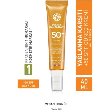 Yves Rocher Spf 50 Yüksek Korumalı Yağlanma Ve Leke Karşıtı Yüz Güneş Kremi/Solaire Peau