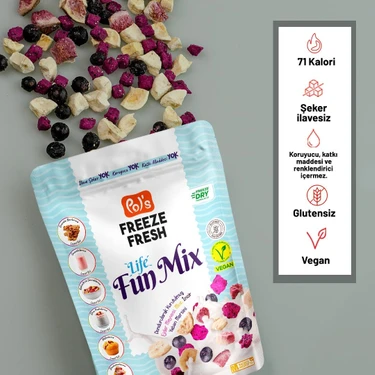 Pol's Freeze Fresh Dondurularak Kurutulmuş Fun Mix 20 gr Türkiye Menşeli Katkısız Meyve
