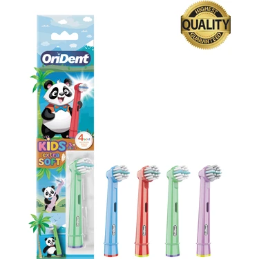 Orident Kids - Çocuklara Özel Oral-B Uyumlu 4 Adet Yedek Başlık – Nazik Temizlik ve Diş Eti