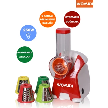 Womidi 5'i 1 Arada Otomatik Doğrayıcı ve Dilimleyici Makine- Rende - Salata