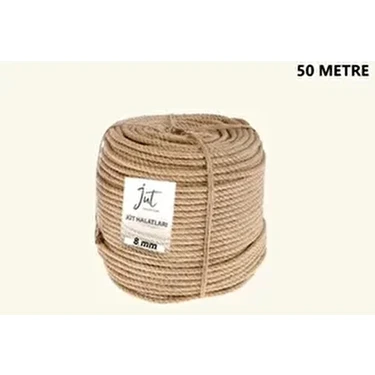 Jüt Halat 8 mm 50 mt Hasır Ip Urgan Ipi Dekoratif