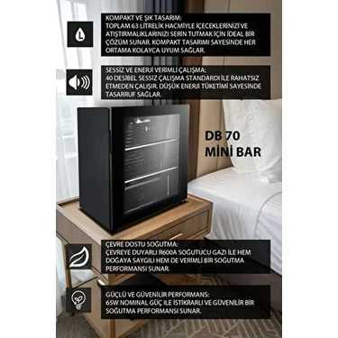 Dijitsu DB70 Mini Bar Tek Kapılı 63 lt Kapasite ile Şık Tasarım ve Sessiz Çalışma