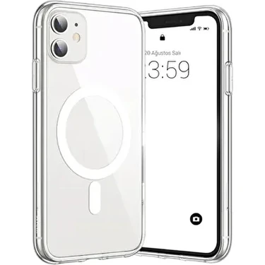 Iphone 11 (12 Görünümlü) Uyumlu Magsafe Özellikli Darbe Önleyici Şeffaf Silikon