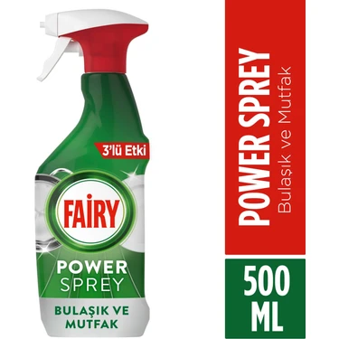 Fairy Power Sprey, 3’ü 1 arada, Bulaşıklarınız Ve Mutfağınız Için Zahmetsiz Temizlik Ve Parlaklık,