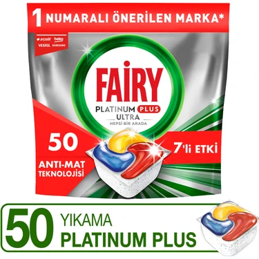 Fairy Platinum Plus Bulaşık Makinesi Deterjanı Kapsülü / Tableti; 50 Yıkama Limon