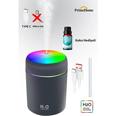 Prime Home H2O Ultrasonik Hava Nemlendirici 300 ml Antrasit Renkli Koku