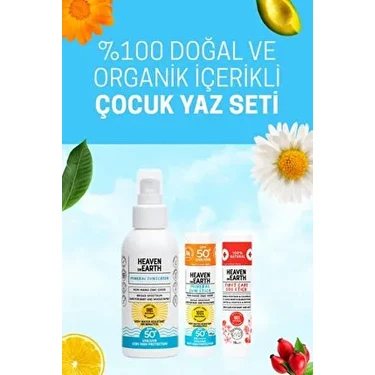 %100 Doğal Organik Çocuk Yaz Seti, Mineral Güneş Kremi 50+ Spf, Sos Stick, Mineral Güneş