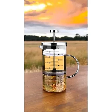 Comprox Cambu 700ML Ateşe Dayanıklı French Press Demlik 3 Ü 1 Arada Ölçü