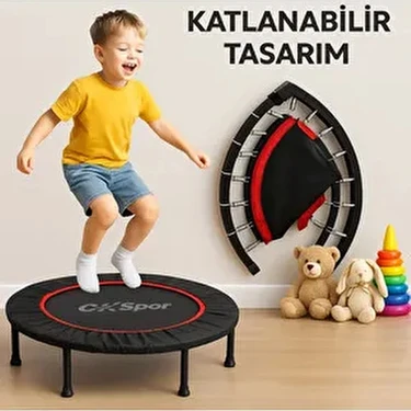 CKSpor Katlanabilir Trambolin 102 cm (40 Inç) Kırmızı Çerçeve ile Güvenli Zıplama