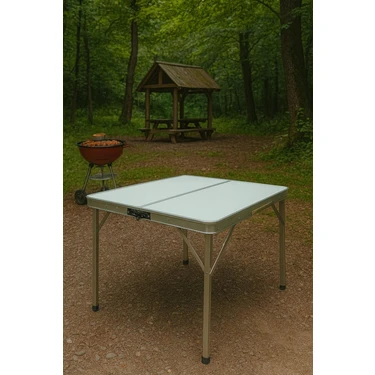 Modulbox Export Katlanabilir Kamp Masası, Alüminyum, 80X80 Ölçü, Piknik Masası, Açık