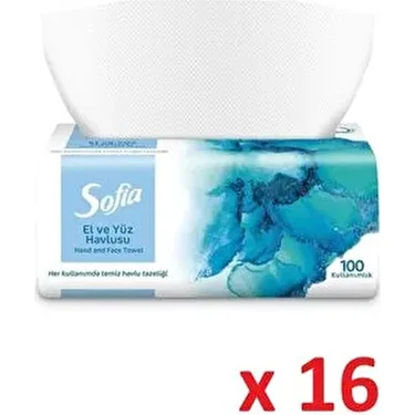 Sofia El ve Yüz Havlusu 100 Lü 16 Adet 2 Katlı Yüksek Emicilik ile Mükemmel