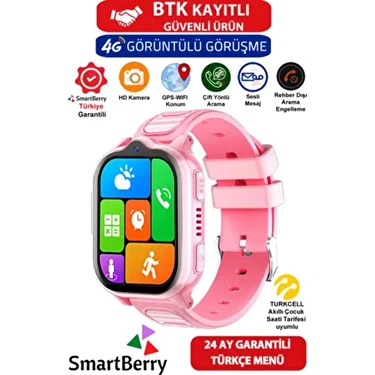 SmartBerry Z32 Görüntülü Görüşme Gps Wıfı Net Konum Gizli Dinleme Akıllı Çocuk Takip Saati Sim