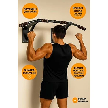 Leyaton Barfix Demiri 200 kg Taşıma Kapasiteli Yatay Barfiks Aleti Çelik Malzeme ile Güçlü