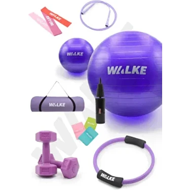 14 Parça Lüx Pilates Seti 55 cm Pilates Topu Pilates Matı Pilates Çemberi 2 x 1 kg