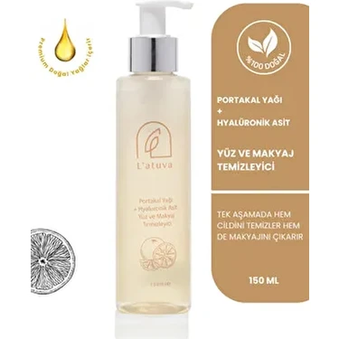 L'atuva Yüz ve Makyaj Temizleyici 150 ml Doğal İçerikli, Tüm Cilt Tipleri İçin Yağ ve Kiri Hızla