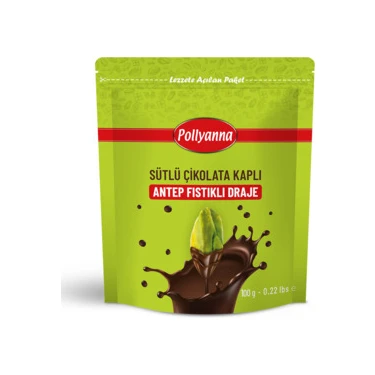 Pollyanna Antep Fıstıklı Draje 100 gr Sütlü Çikolata Kaplı Aromalı Hediye