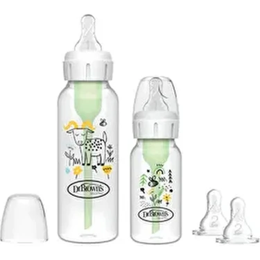 Dar Ağız Antikolik Dr. Brown's Options+ Desenli Biberon Set 120 ml ve 250 ml BPA İçermeyen