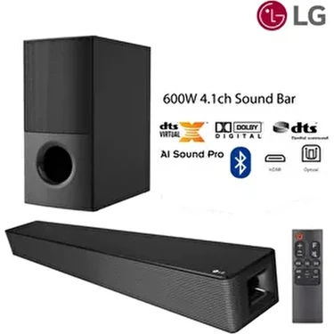 600W Yüksek Ses ve Kaliteli Soundbar, 4.1 Kanal Sinema Kalitesi, Kablosuz Bluetooth Optik ve