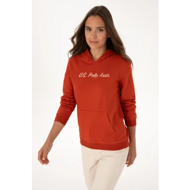 U.S. Polo Assn. Kadın Kiremit Kapüşonlu Sweatshırt