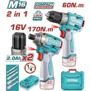 TOTAL 240968E 16V MATKAP VE DARBELİ VİDALAMA