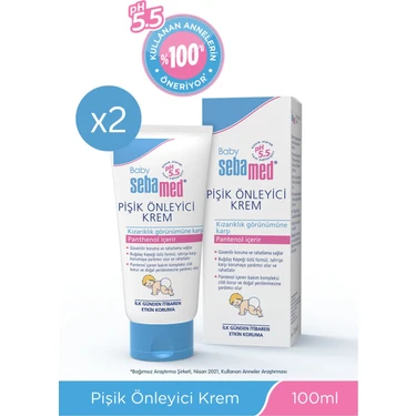 Sebamed Bebek Pişik Önleyici Krem 100 ml x 2 – Dermatolojik Onaylı, Hızlı Rahatlatıcı ve Uzun