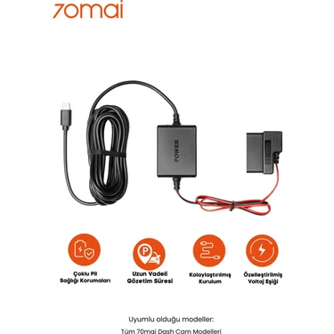 70MAI Obd-Iı Park Gözetim Kablosu (Tüm Type-C Kameralar ile