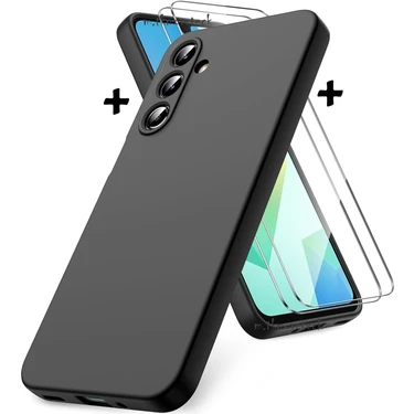 Samsung Galaxy A17 Kılıf Kamera Korumalı Renkli Yumuşak Mat Silikon + 9h Ekran Koruyucu Cam Set