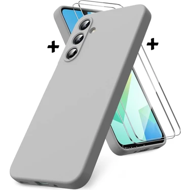 Samsung Galaxy A17 Kılıf Kamera Korumalı Renkli Yumuşak Mat Silikon + 9h Ekran Koruyucu Cam Set