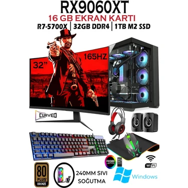 TCX39 Ryzen 7 5700X 32GB 1tb M.2 RX9060XT 16GB 32'' 165HZ Fiyatı