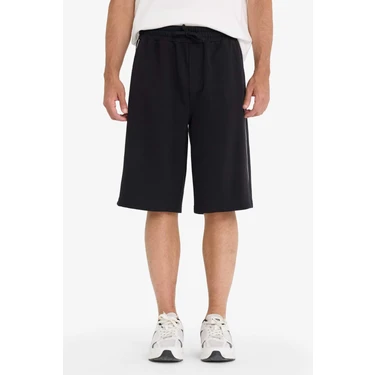 DeFacto Baggy Fit Beli Bağcıklı Düz Paça Şort