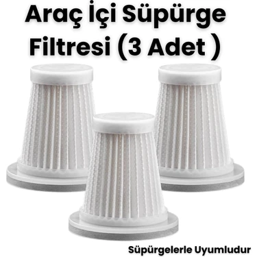 Şarlı Araç Içi Süpürge Hepa Filitresi 3 Adet