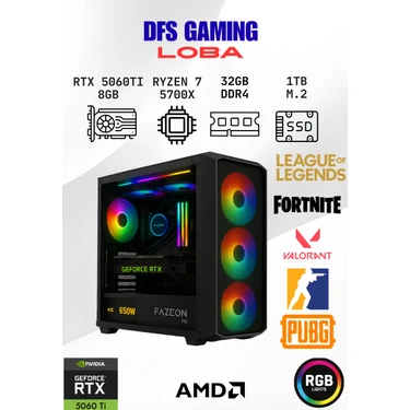 DFS Bilgisayar Dfs Gaming Loba Ryzen 7 5700X-B550M-RTX 5060 Fiyatı