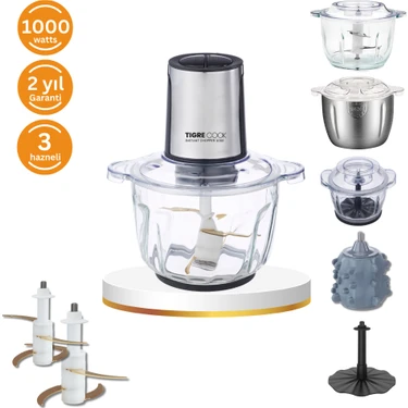 Instantchopper 1000 Pro – 2.3 L Cam ve Çelik Hazneli Et Kıyma & Sebze Rondo Doğrayıcı + Ekstra 1.2