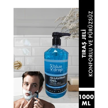 The Rush Blue Drop 1000 ml Sakal Tıraş Jeli Konforlu Kullan-At Özelliği ile Erkekler