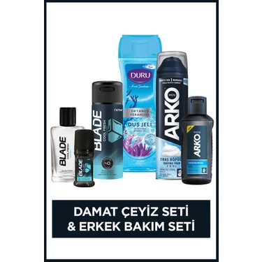 Damat Çeyiz Seti(Tıraş Köpüğü & Kolonyası,duş Jeli,parfüm,deodorant,roll