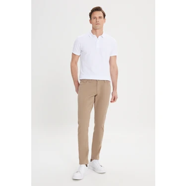 Altınyıldız Classics Erkek Camel Diz İzi Yapmayan Slim Fit Dar Kesim 5 Cep Pamuklu Kanvas Esnek