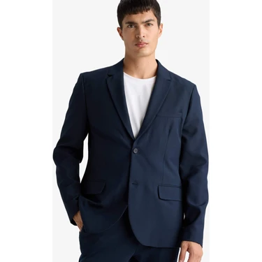 DeFacto Slim Fit Dar Kesim Çapraz Dokuma Düğmeli Blazer Ceket
